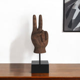 13" Brown Fabric Hand Tabletop Sculpture