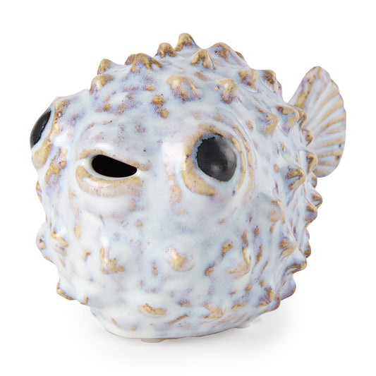 Petite Off White Puffer Fish Sculpture