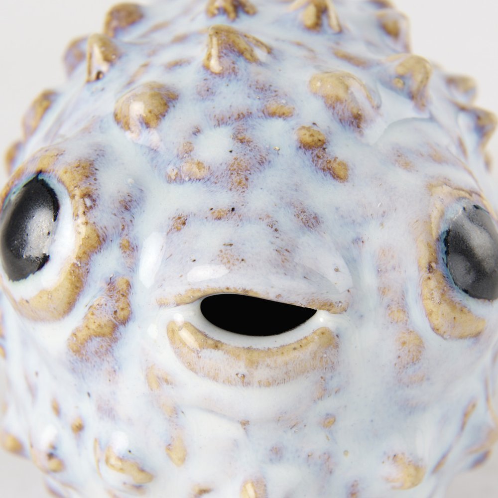 Petite Off White Puffer Fish Sculpture