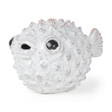 6" White Ceramic Puffer Fish Tabletop Sculpture