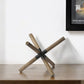 6" Brown Metal And Wood Modern Abstract Tabletop Sculpture