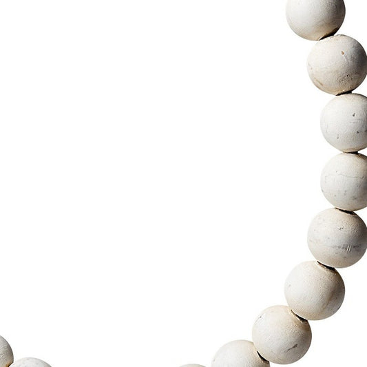 16" White and Gold Wood and Metal Abstract Beaded Tabletop Sculpture