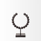 12" Black Wood and Metal Abstract Beaded Tabletop Sculpture