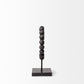 12" Black Wood and Metal Abstract Beaded Tabletop Sculpture