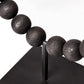 12" Black Wood and Metal Abstract Beaded Tabletop Sculpture