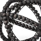 12" Black Wood Bead And Metal Decorative Orb Sculpture