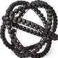 12" Black Wood Bead And Metal Decorative Orb Sculpture