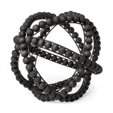 12" Black Wood Bead And Metal Decorative Orb Sculpture