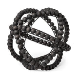 12" Black Wood Bead And Metal Decorative Orb Sculpture