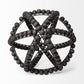 12" Black Wood Bead And Metal Decorative Orb Sculpture