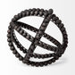 12" Black Wood Bead And Metal Decorative Orb Sculpture
