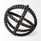 12" Black Wood Bead And Metal Decorative Orb Sculpture