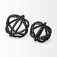 12" Black Wood Bead And Metal Decorative Orb Sculpture