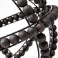 12" Black Wood Bead And Metal Decorative Orb Sculpture