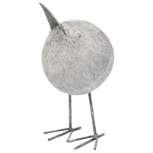 8" Off White Resin And Metal Snipe Bird Tabletop Sculpture