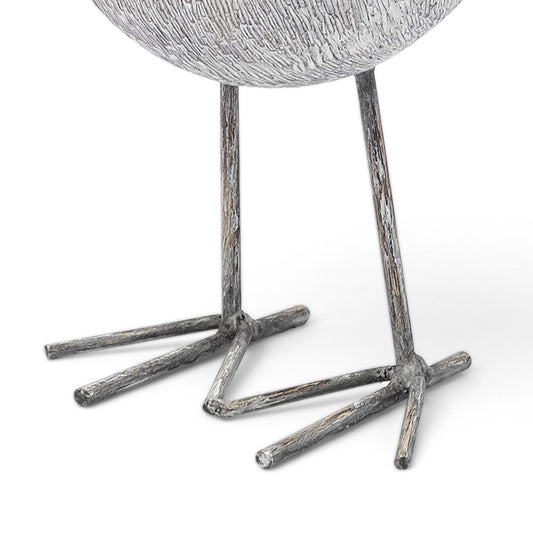 8" Off White Resin And Metal Snipe Bird Tabletop Sculpture
