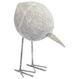 7" Off White Resin And Metal Snipe Bird Tabletop Sculpture