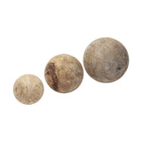 Set of Three 5" Brown Solid Wood Decorative Orb