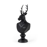 23" Black Polyresin Suited Deer Bust Tabletop Sculpture
