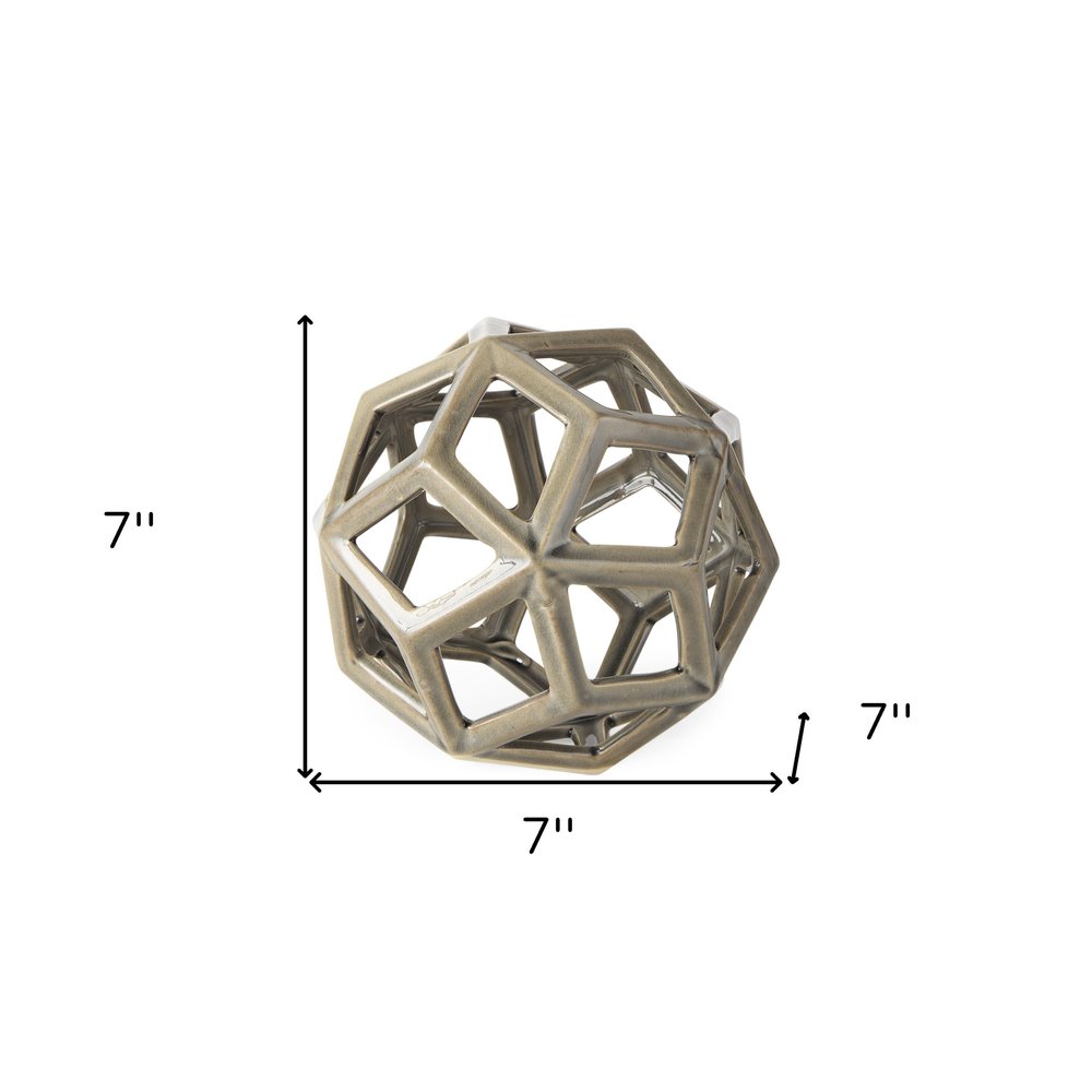 Khaki Crackle Glaze Ceramic Geometric Sculpture