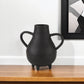 8" Black Two Handle Ceramic Jug Vase