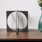 6" Charcoal Gray Metal Circle Square Sculpture