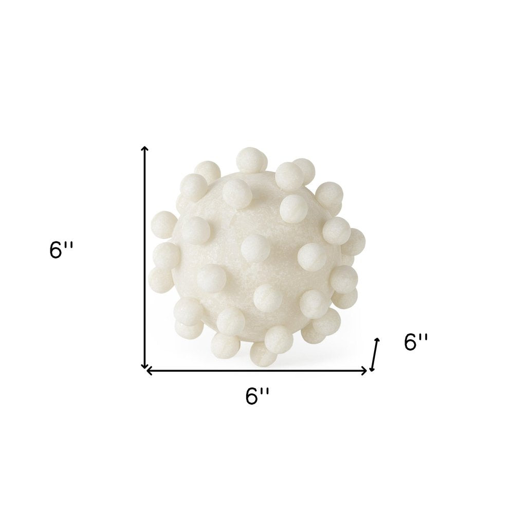 6" Ivory Resin Knobby Nubs Orb Tabletop Sculpture