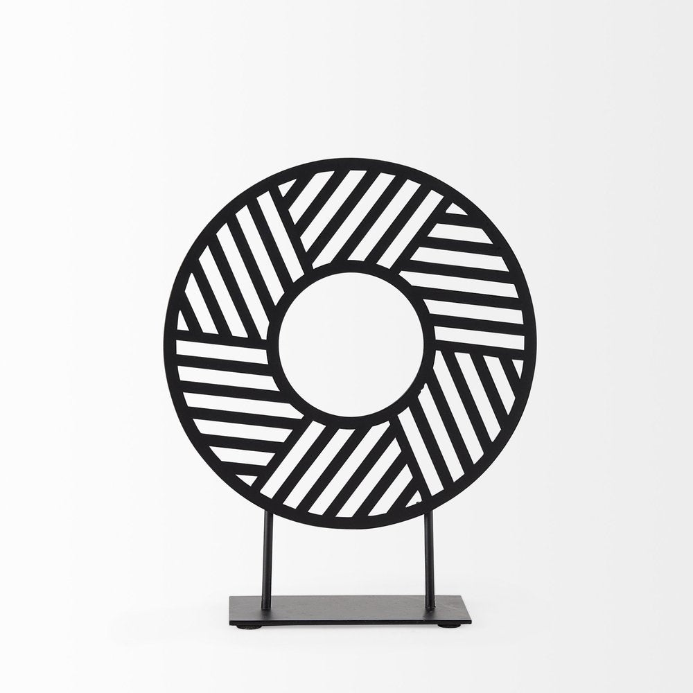 11" Black Metal Geometric Circle Tabletop Sculpture
