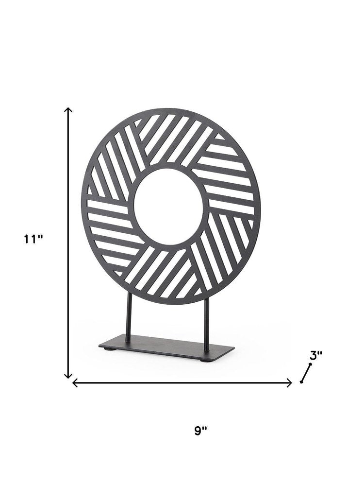 11" Black Metal Geometric Circle Tabletop Sculpture