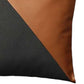 Set of Four 18" Brown And Black Faux Leather And Fabric Throw Pillow Covers