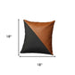 Set of Four 18" Brown And Black Faux Leather And Fabric Throw Pillow Covers