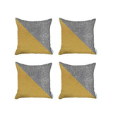 Set Of 4 White And Yellow Diagonal Pillow Covers