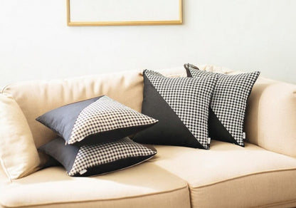 Set Of 4 Black Houndstooth Pillow Covers