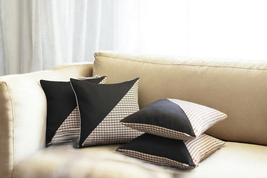 Set Of 4 Tan Houndstooth Pillow Covers