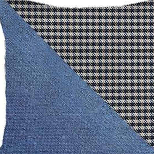Set Of 4 Blue Houndstooth Pillow Covers