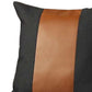 Set of Four 18" Brown And Black Faux Leather And Fabric Throw Pillow Covers