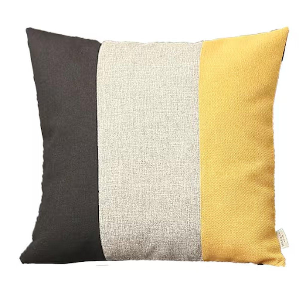 Set Of 4 Modern Yellow Striped Pillow Covers