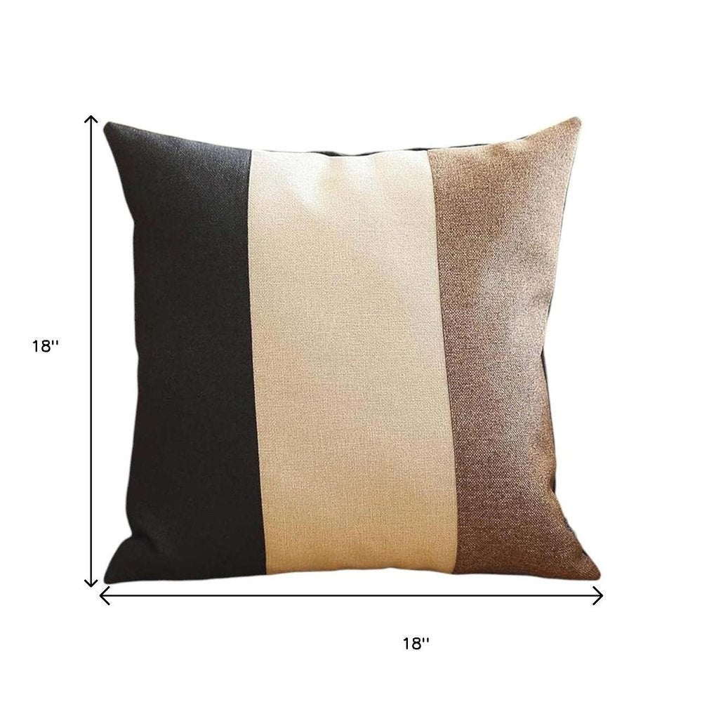 Set of Four 18" Black Ivory And Brown Fabric Throw Pillow Covers