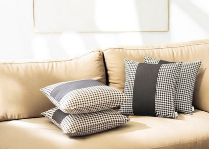 Set Of 4 Black Houndstooth Pillow Covers