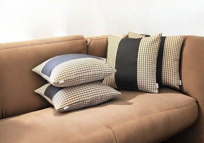 Set Of 4 Tan Houndstooth Pillow Covers