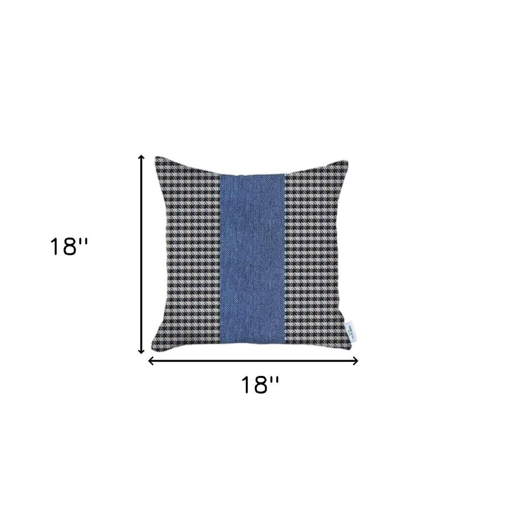 Set Of 4 Blue Houndstooth Pillow Covers