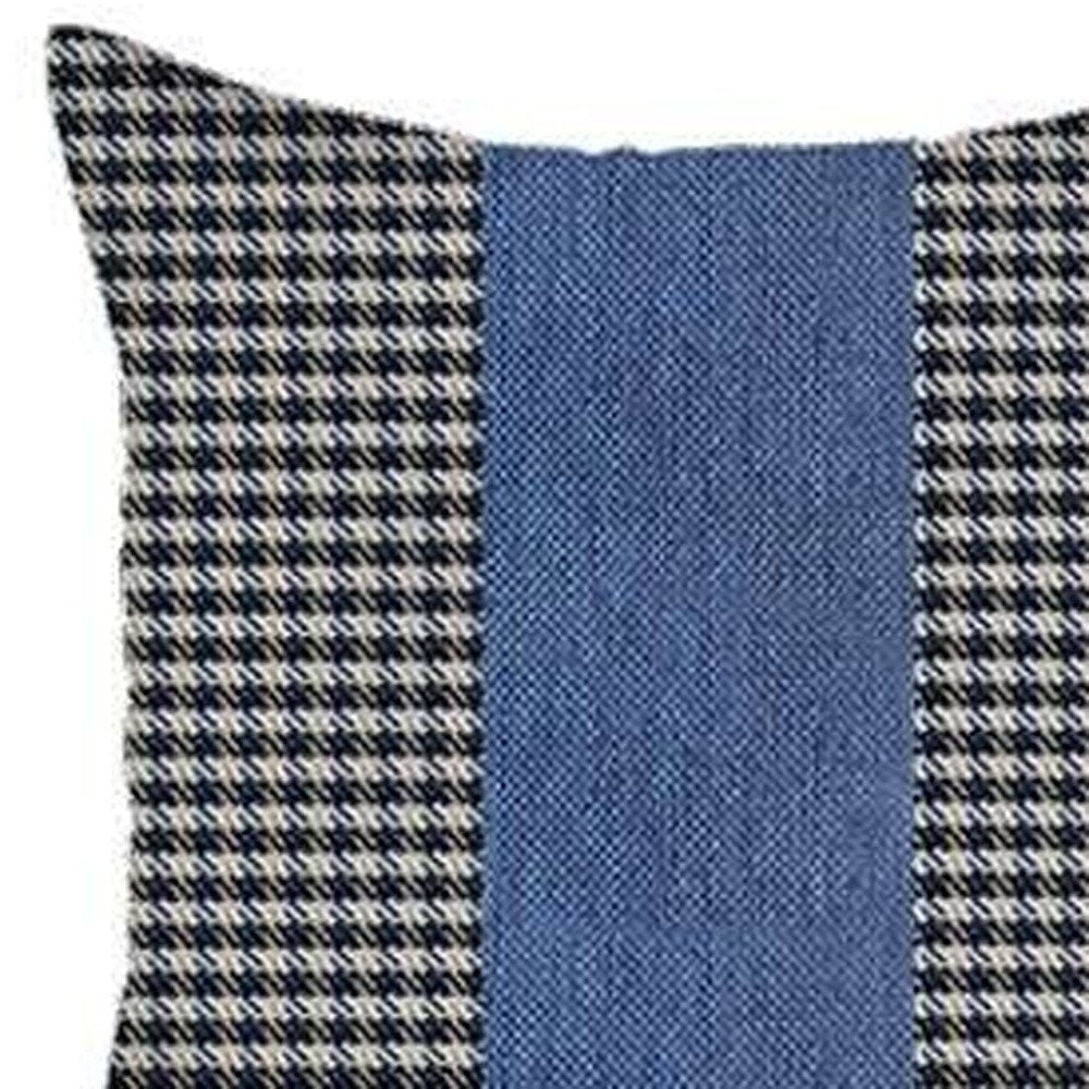 Set Of 4 Blue Houndstooth Pillow Covers