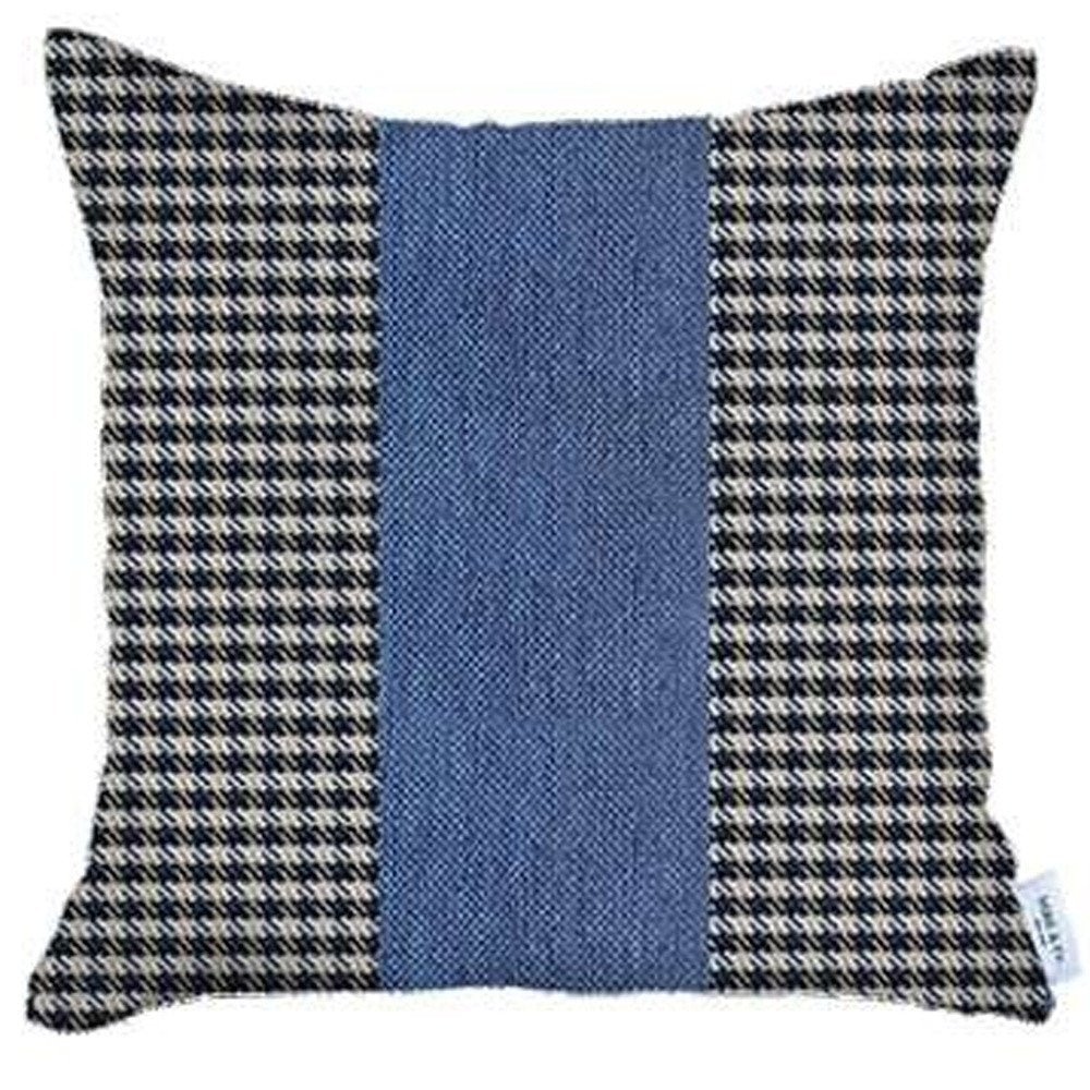 Set Of 4 Blue Houndstooth Pillow Covers