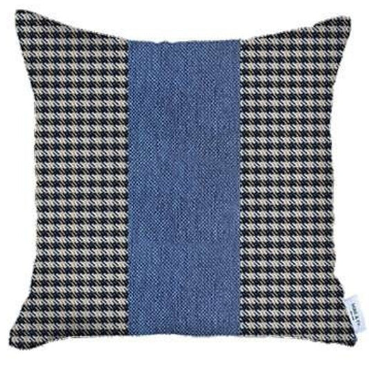 Set Of 4 Blue Houndstooth Pillow Covers