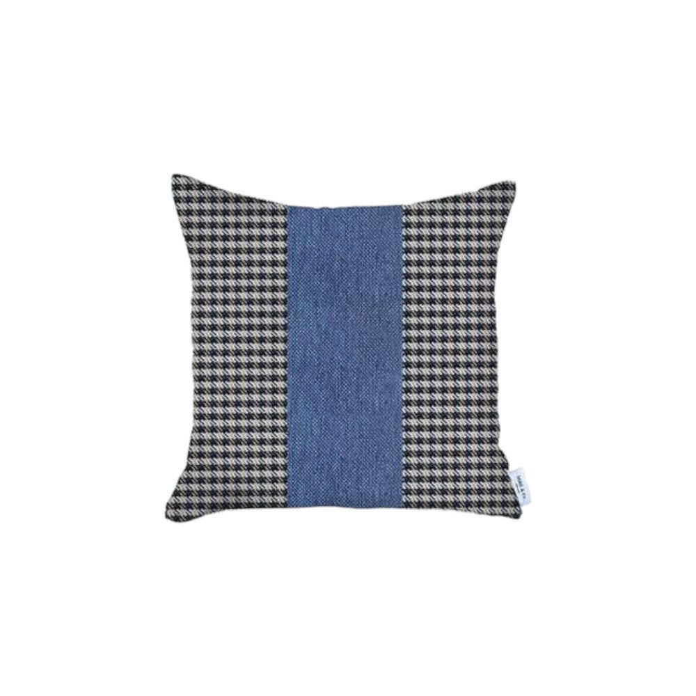 Set Of 4 Blue Houndstooth Pillow Covers