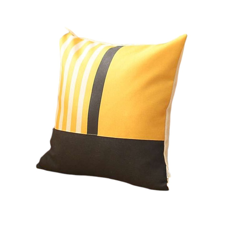 Set Of 4 Yellow And Black Printed Pillow Covers