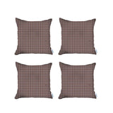 Set Of 4 Red Houndstooth Pillow Covers