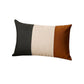 Set of Four 20" Gray Black And Brown Lumbar Faux Leather And Fabric Throw Pillow Covers
