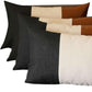 Set of Four 20" Gray Black And Brown Lumbar Faux Leather And Fabric Throw Pillow Covers