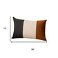 Set of Four 20" Gray Black And Brown Lumbar Faux Leather And Fabric Throw Pillow Covers